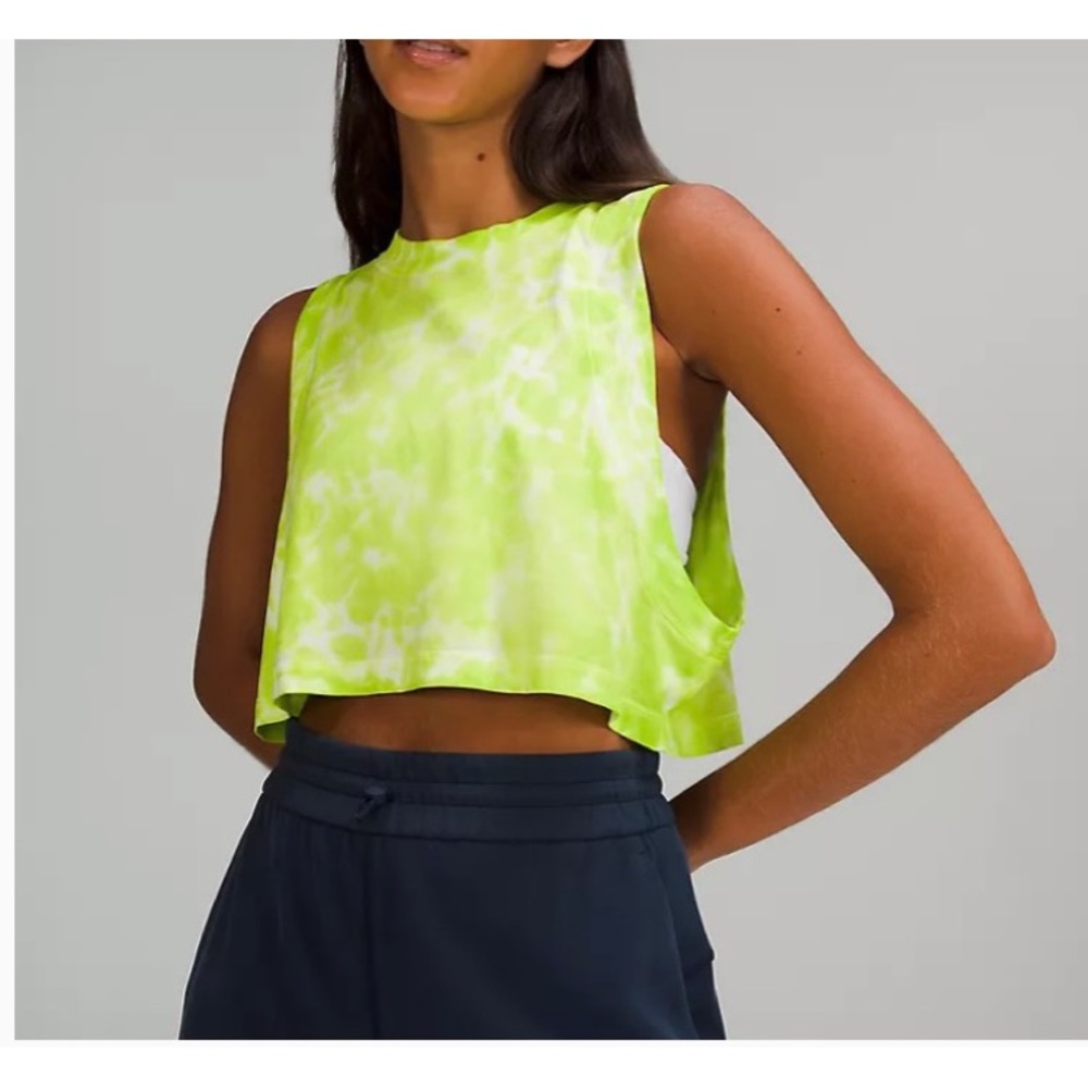 lululemon athletica Neon Lime Tie-Dye Cropped Tank